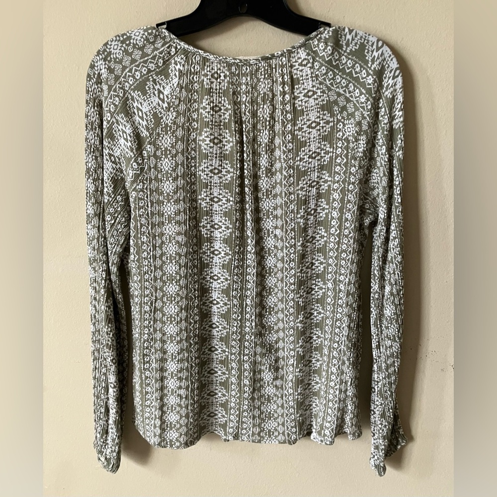 SAVANNA JANE Boho Olive w/ Embroidered Patterned Blouse - Picture 7 of 8
